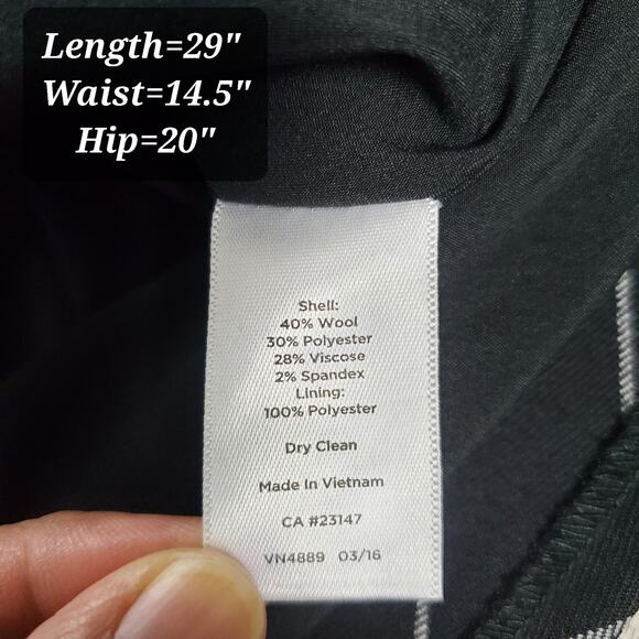 Talbots Women Petite Stripe A-Line Midi Black Wool Blend Skirt Sz 6P Office Wear - Picture 8 of 8